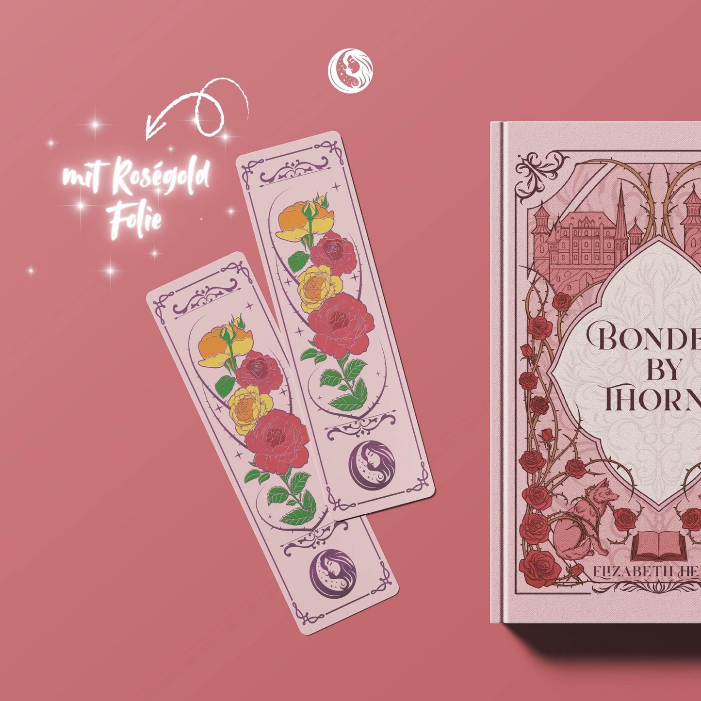 Lesezeichen mit exklusiver Veredelung - Roségold Folie ✨🌹
